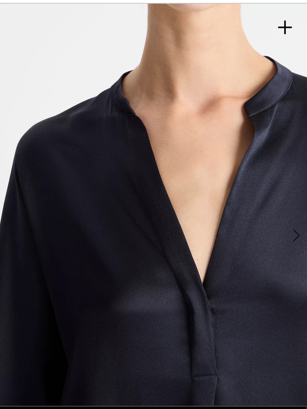 Vince Silk Satin Band Collar Blouse - Picture 3 of 9